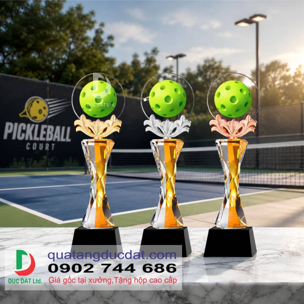 Cúp Pickleball 55 Cao Cấp | Cúp Pha Lê Pickleball Đẹp, In Logo Theo Yêu Cầu