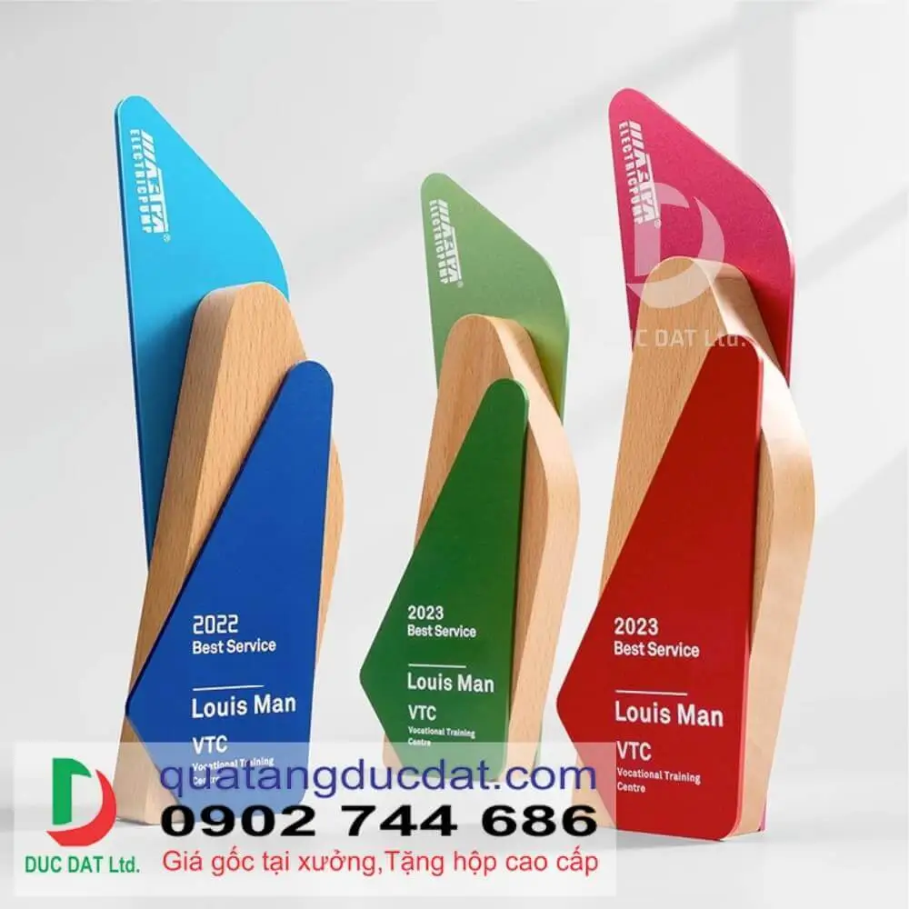 Cúp Gỗ Kim Loại 03 - Mẫu Cúp Vinh Danh Cao Cấp Đa Dạng Màu Sắc